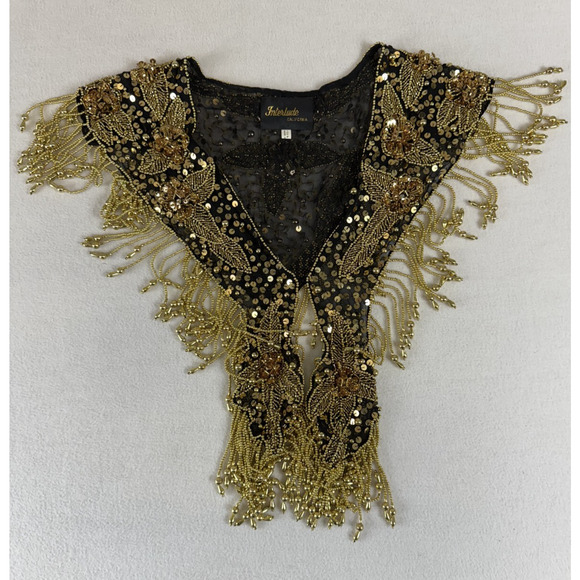 Vintage Interlude California Dazzling Beaded Fringe Wrap Scarf collar festival - Picture 1 of 8